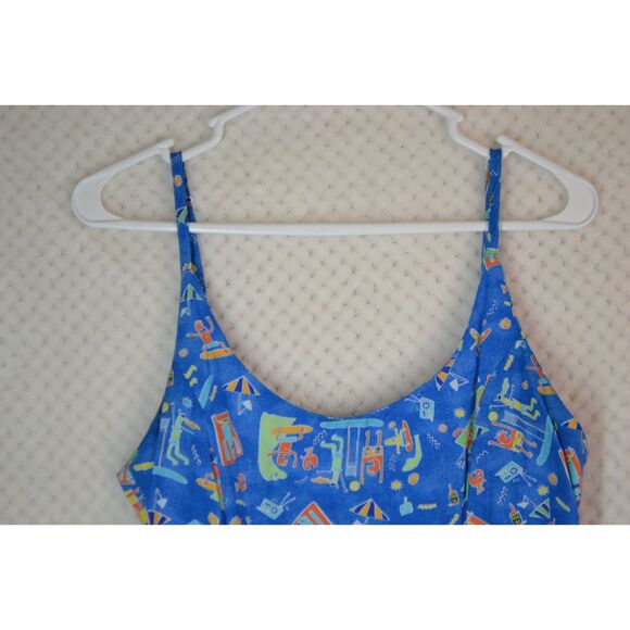 Big Hed Designs Women's Medium Blue Spaghetti Strap Knee Length Dress - Picture 2 of 12